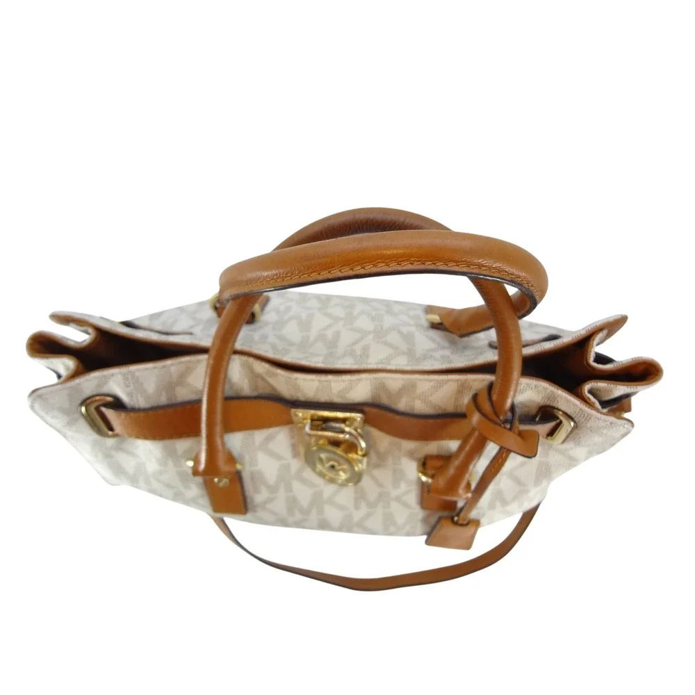 Michael Kors Hamilton Satchel Wallet Set Large Vanilla Brown MK